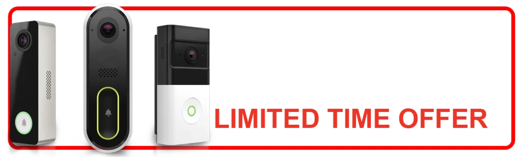 Free smart doorbell camera promotion with limited time offer banner