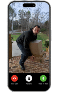 video doorbell camera view with motion alerts and two-way talk for a property in Mississauga (home security company Mississauga).