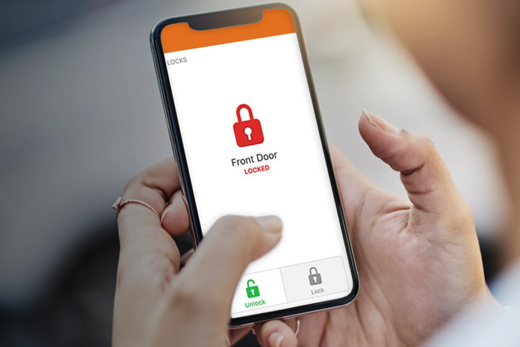 smart lock with keypad and mobile app access in Oakville for remote door control and security