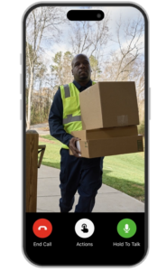 Video doorbell camera recording a parcel delivery at the front door of an Uxbridge home