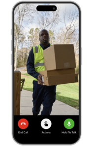 Video doorbell capturing a package delivery at the front door of an Oshawa home